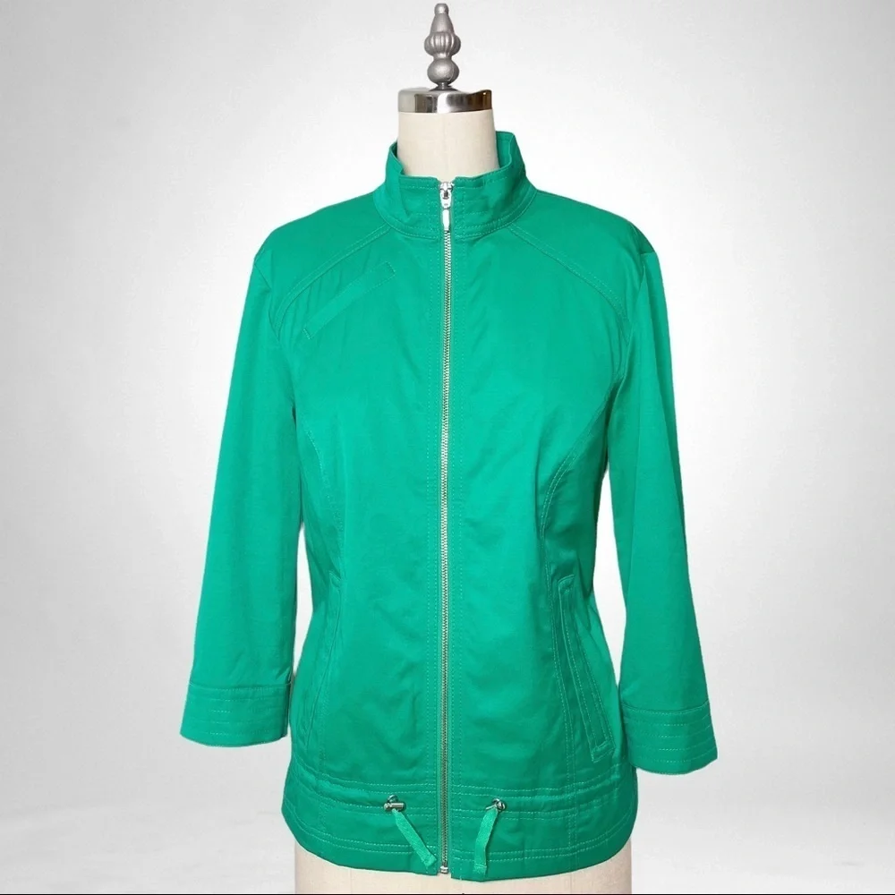Chico’s 3/4 Sleeve Zip Front Vinny Jacket in Vivid Green Spring Jacket - Picture 11 of 11